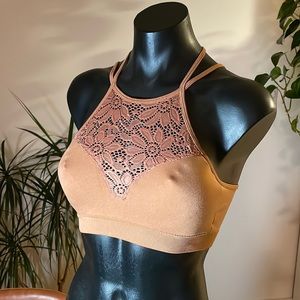 Zenana Outfitters High Neck Lace Bralette - S/M